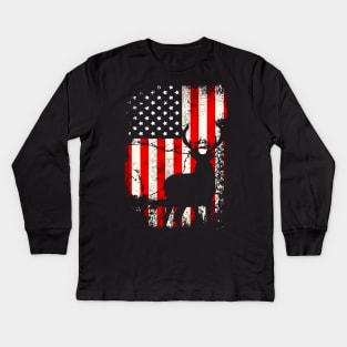 Deer Hunting Flag Kids Long Sleeve T-Shirt